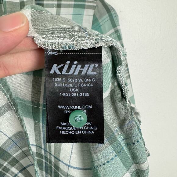 Kuhl | Spektra Green Plaid Popover Roll Tab Sleeve Lightweight Casual Shirt - Picture 8 of 10